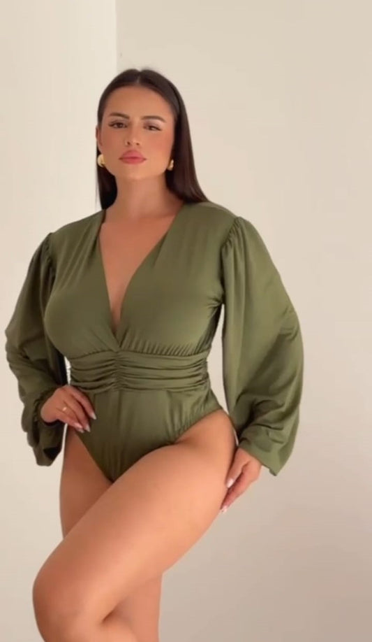 Body Feminino Manga Bufante