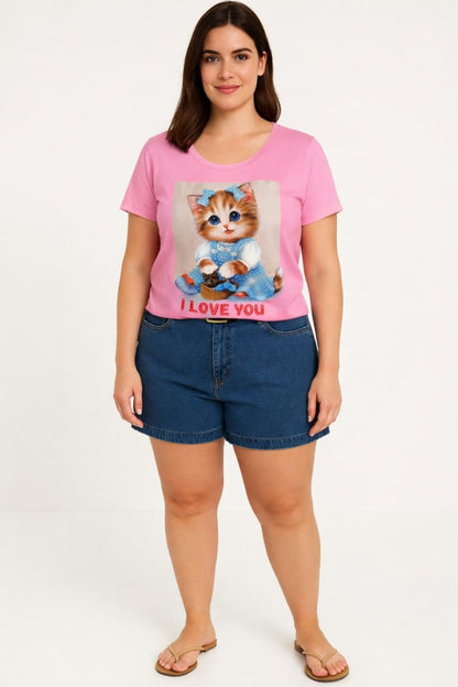 Camiseta T-Shirt Feminina em Algodão Premium