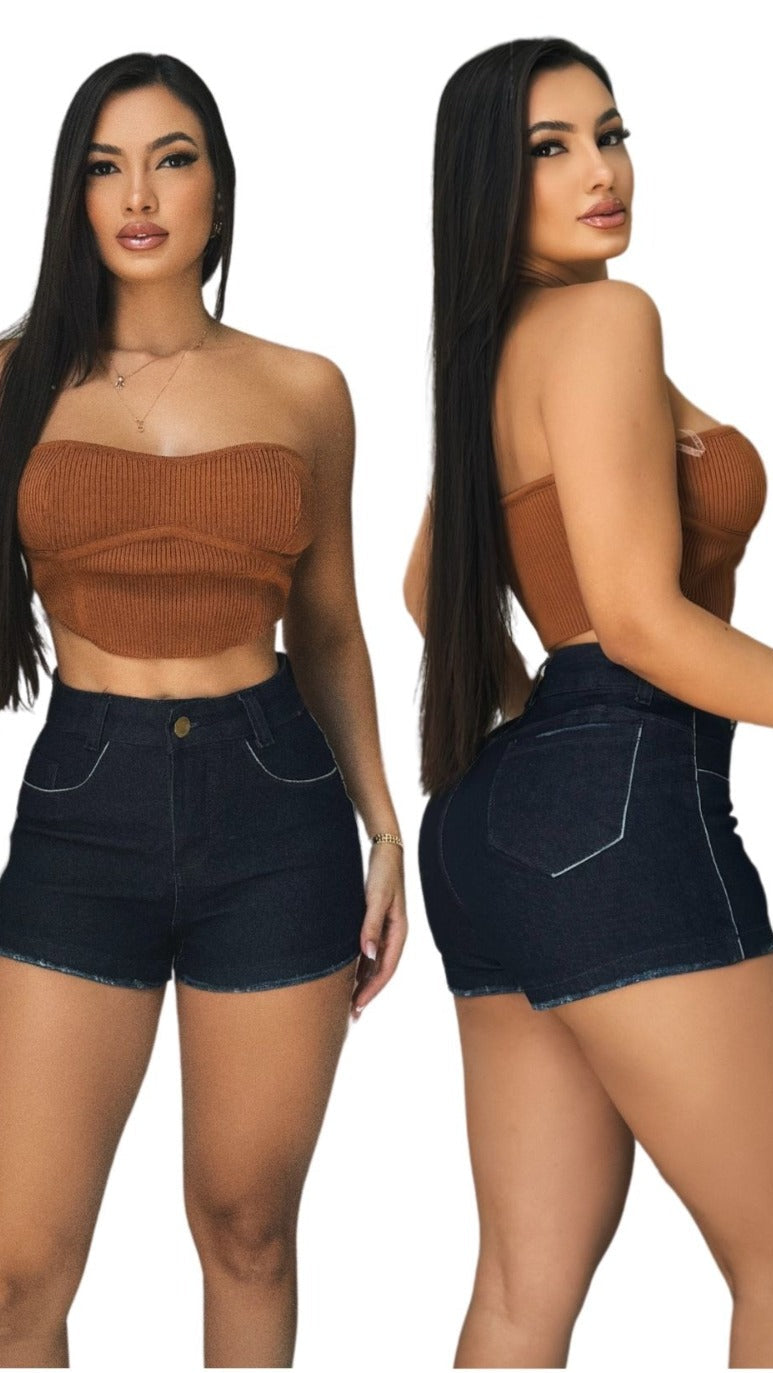Shorts Jeans Feminino Escuro