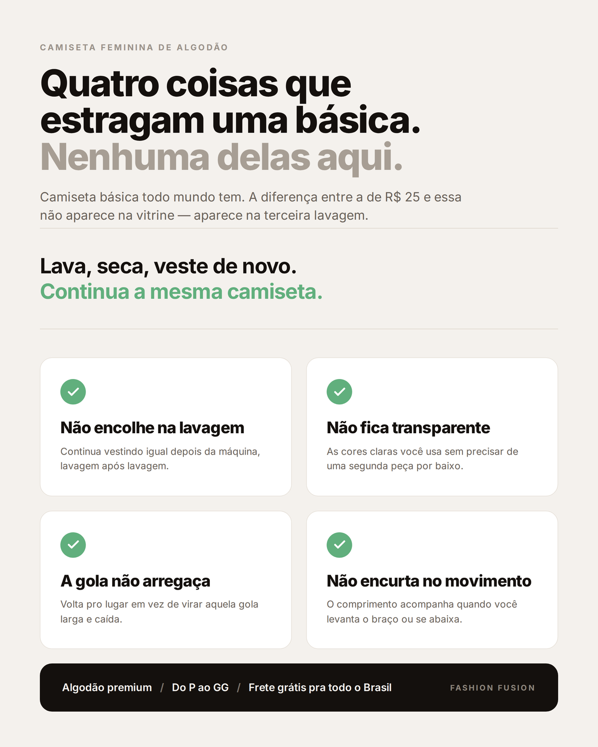 T-Shirt Feminina em Algodão 30.1
