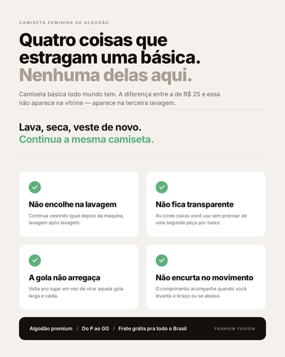T-Shirt Feminina em Algodão 30.1