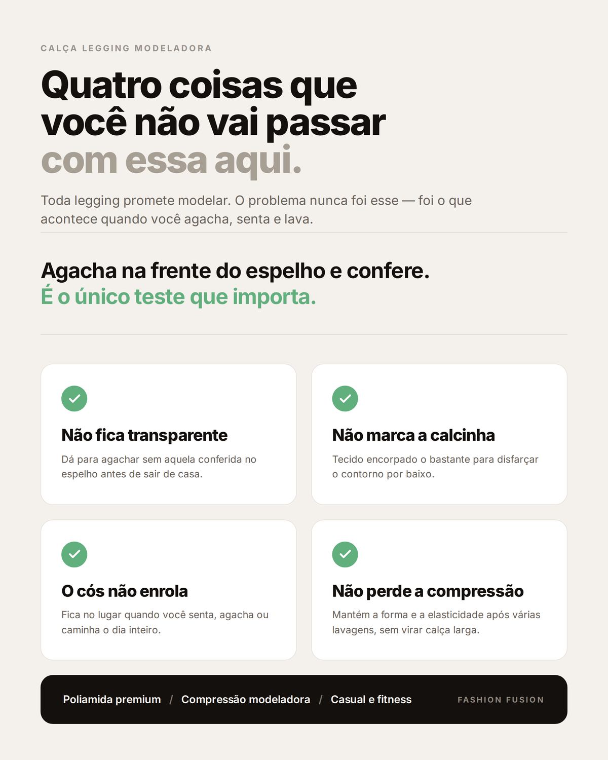 Calça Legging Modeladora Feminina em Poliamida Premium